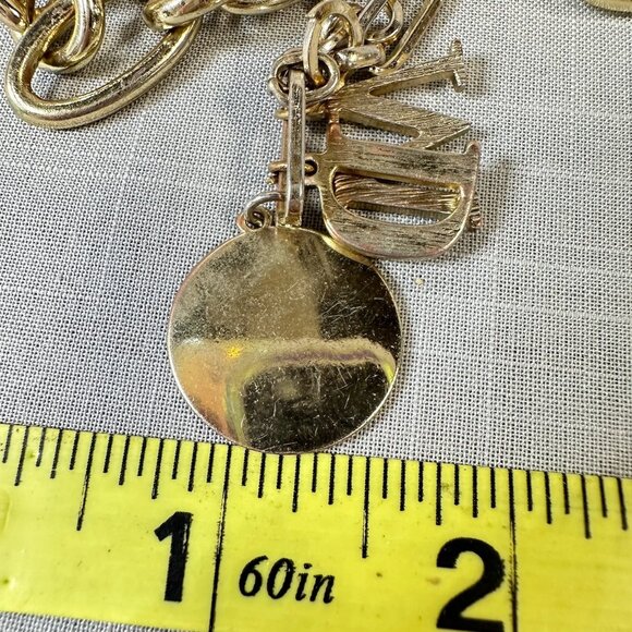 M and D Intials Multi-Chain Gold Tone Toggle Bracelet - Picture 8 of 10